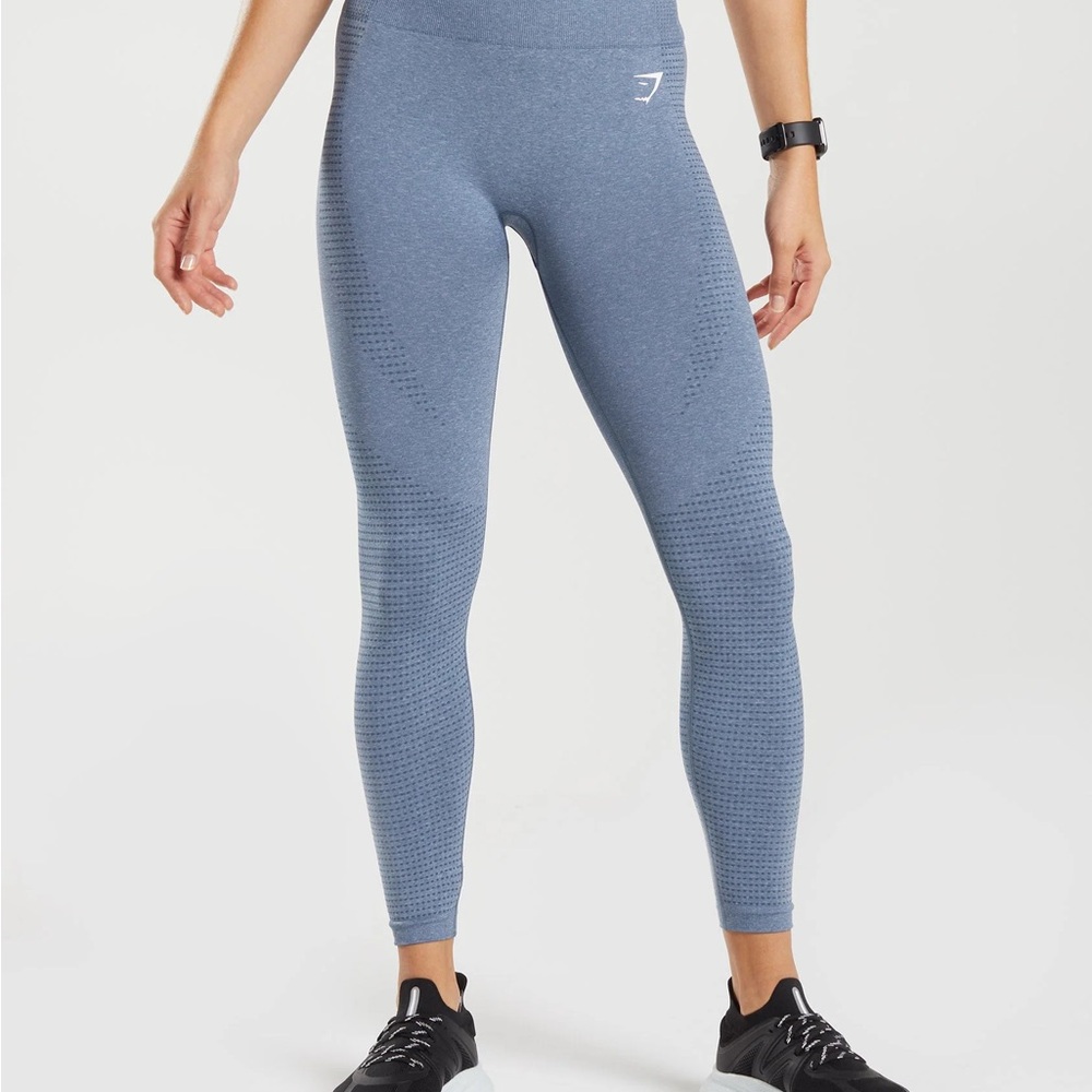 Gymshark Blue Performance Leggings with Wide Waistband